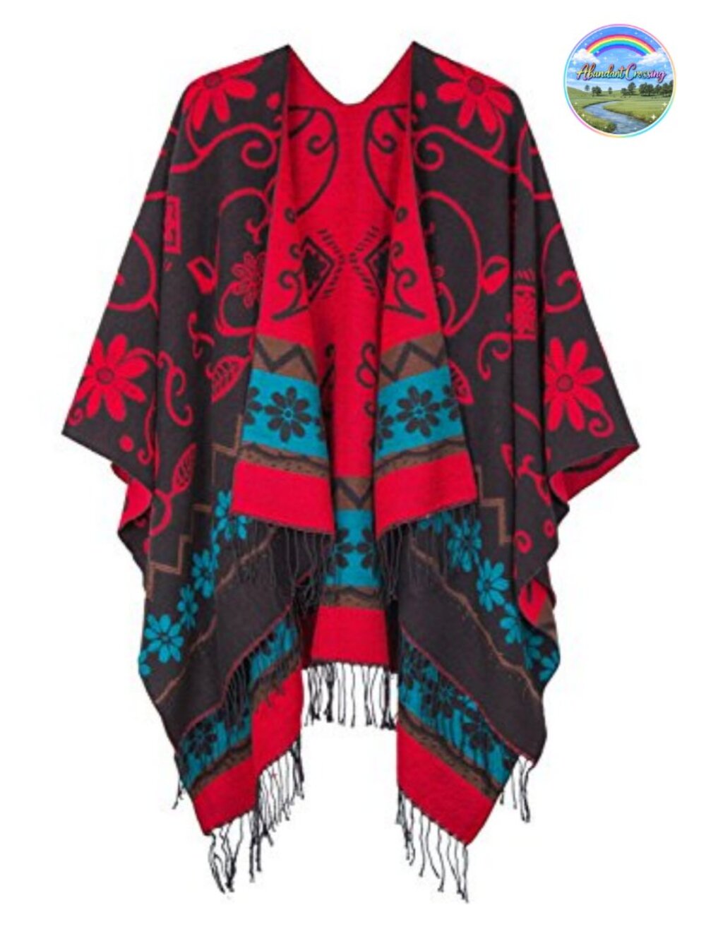 Retro Vintage Plaid Poncho Shawl Cape Wrap with Tassels